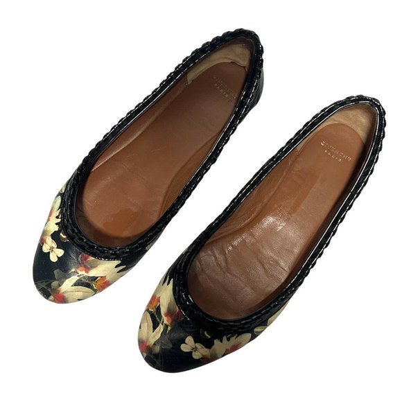 Givenchy Paris Black Leather Floral “Ninni Magnolia" Ballet Flats 36&1/2 US 6.5 - Picture 3 of 7
